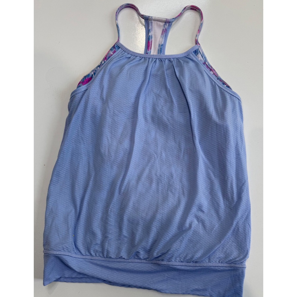 Ivivva Girls Blue Racerback Tank Top Built In Shelf Bra Size 12